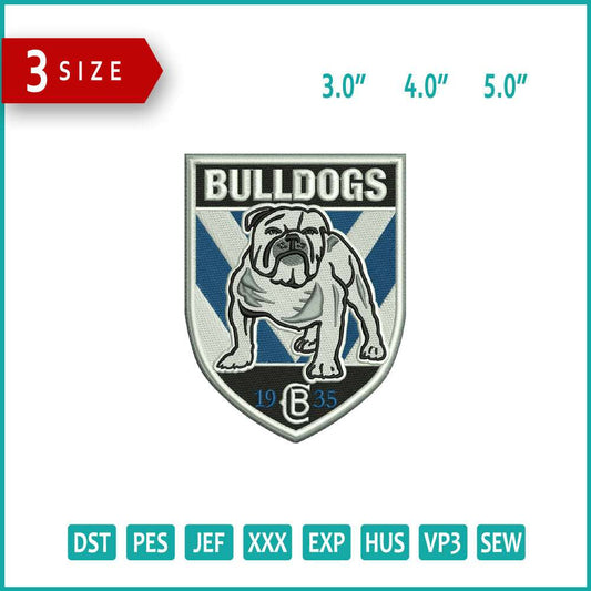Canterbury Bankstown Bulldogs Rugby Logo v2 Embroidery Design Files - 3 Size's