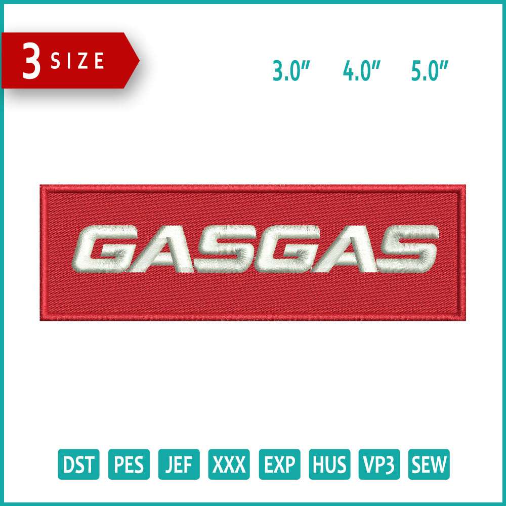 GasGas Logo Embroidery Design Files - 3 Size's