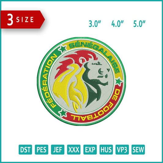 Senegalese Football Logo Embroidery Design Files - 3 Size's