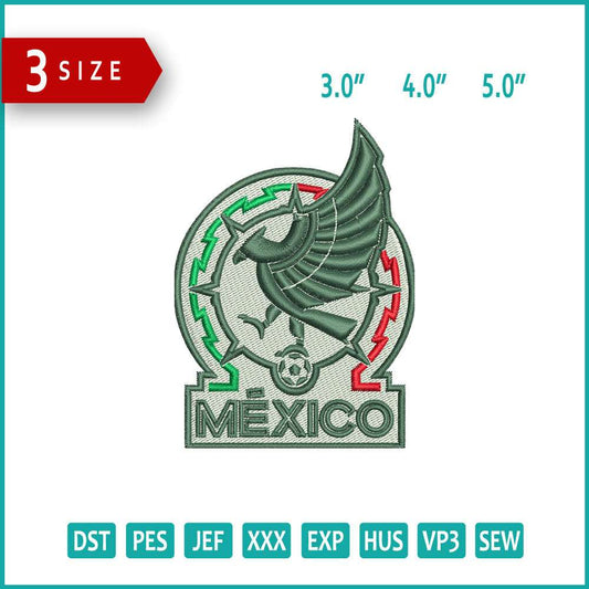 Mexico National Football Logo Embroidery Design Files - 3 Size's