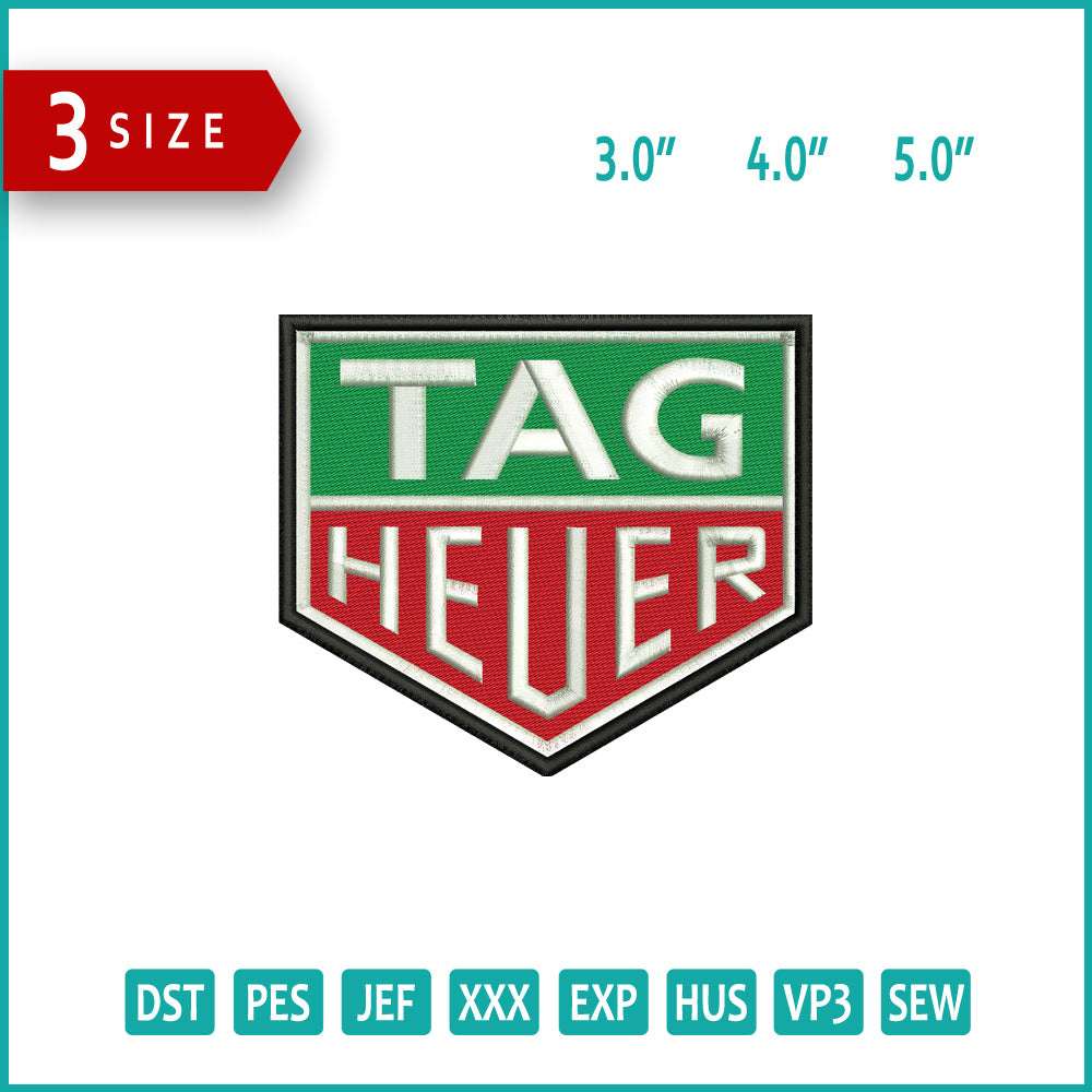 Tag Heuer Logo Embroidery Design Files - 3 Size's