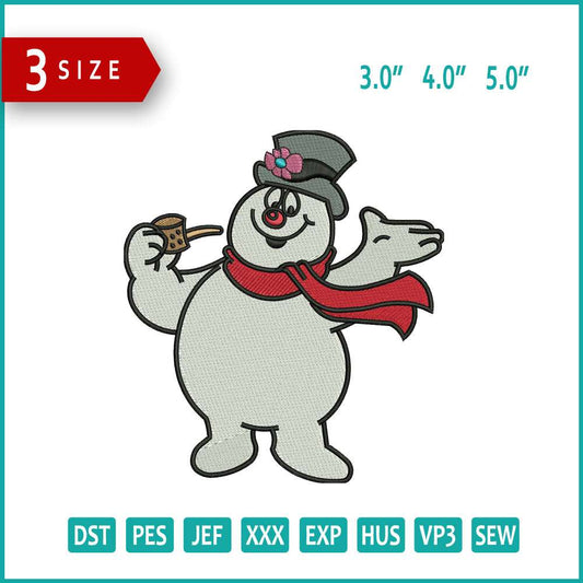 Frosty the Snowman v2 Embroidery Design Files - 3 Size's