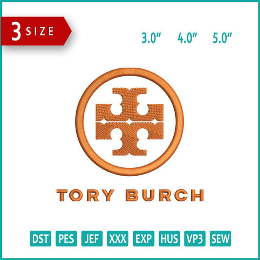 Tory Burch Logo Embroidery Design Files - 3 Size's