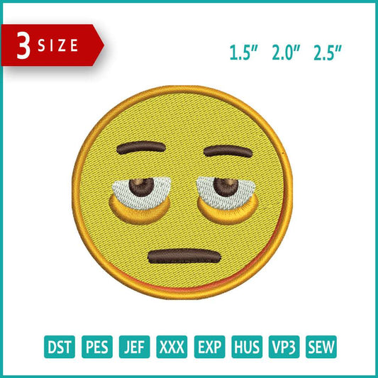 Face with Bags Under Eyes Emoji Embroidery Design Files - 3 Size's