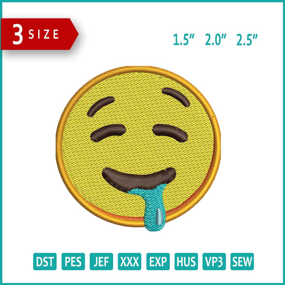 Drooling Face  Emoji Embroidery Design Files - 3 Size's