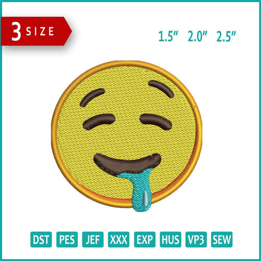 Drooling Face  Emoji Embroidery Design Files - 3 Size's