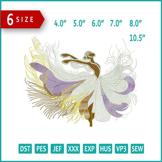 Modern Princess Ariel v2 Embroidery Design Files - 3 Size's