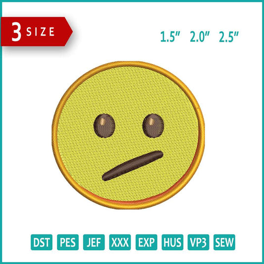 Face with Diagonal Mouth Emoji Embroidery Design Files - 3 Size's