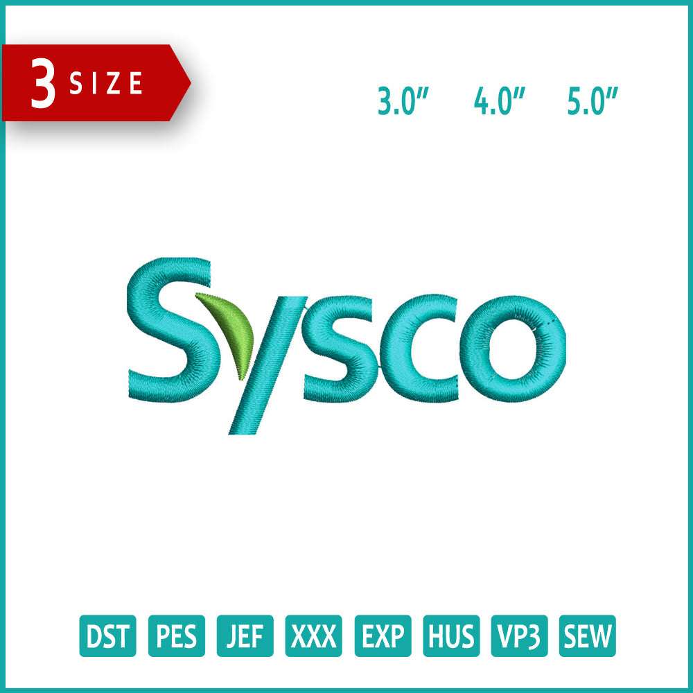 Sysco  Logo Embroidery Design Files - 3 Size's