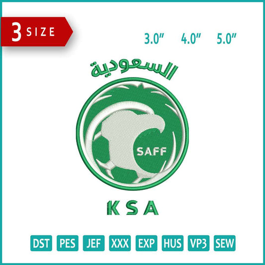 Saudi Arabia National Football Logo Embroidery Design Files - 3 Size's