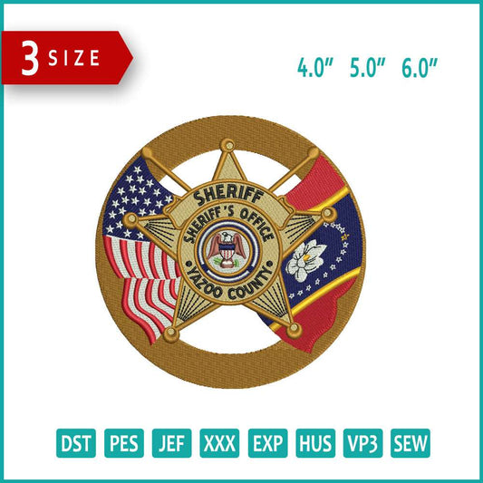 Sheriff Office Embroidery Design Files - 3 Size's
