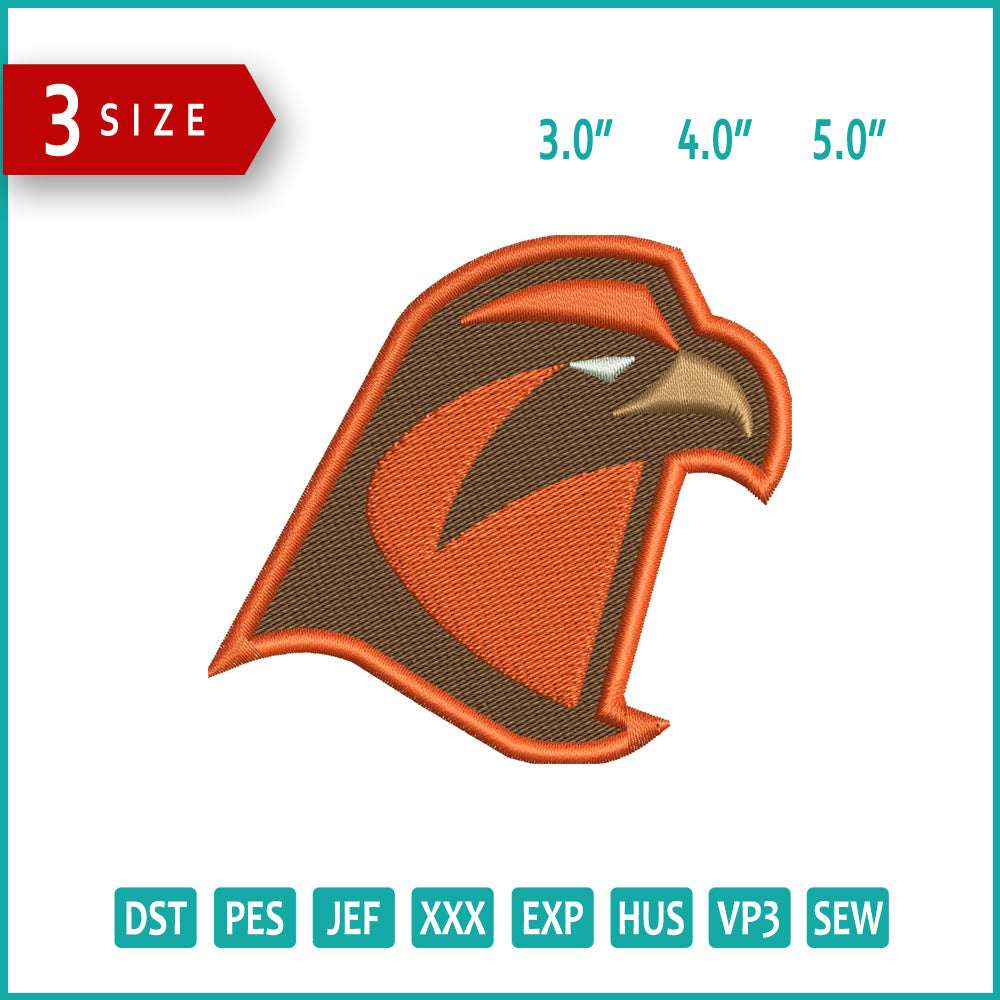 Bowling Green Falcons v2 Logo Embroidery Design Files - 3 Size's