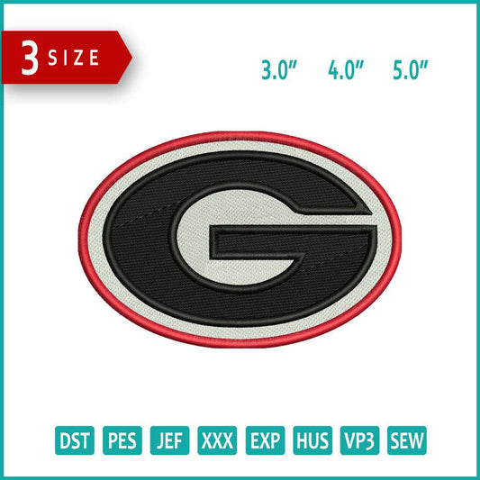 Georgia Bulldogs Football Logo Embroidery Design Files - 3 Size's