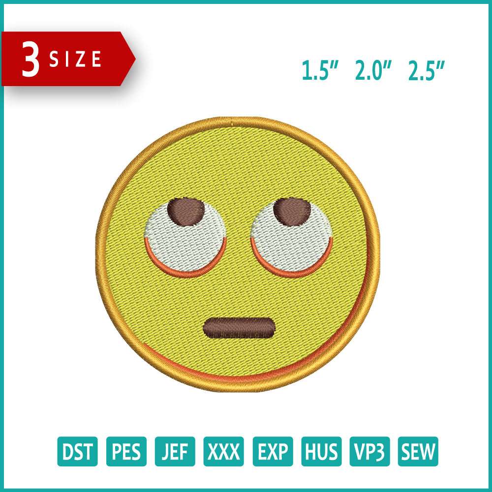 Face with Rolling Eyes  Emoji Embroidery Design Files - 3 Size's
