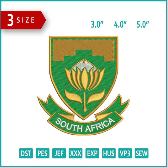South Africa National Soccer Logo Embroidery Design Files - 3 Size's