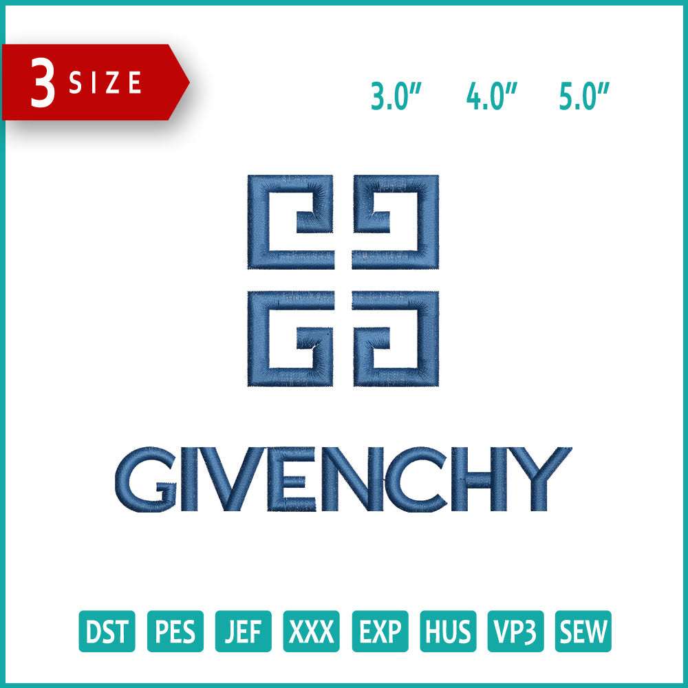 Givenchy Logo Embroidery Design Files - 3 Size's