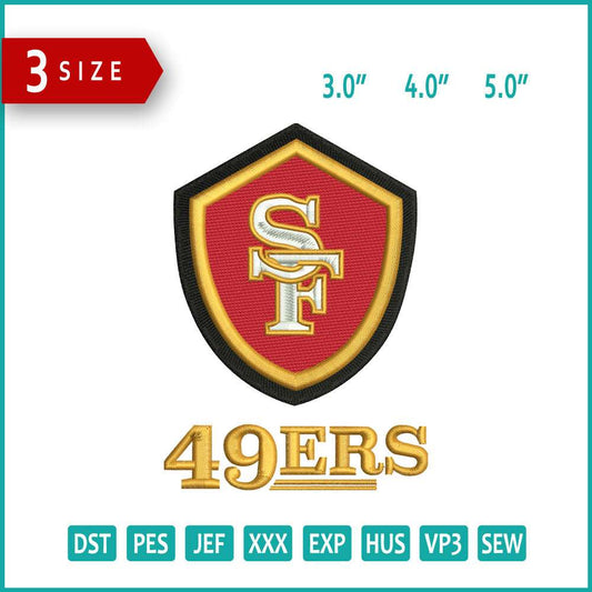 SF 49ers Football Logo Embroidery Design Files - 3 Size's