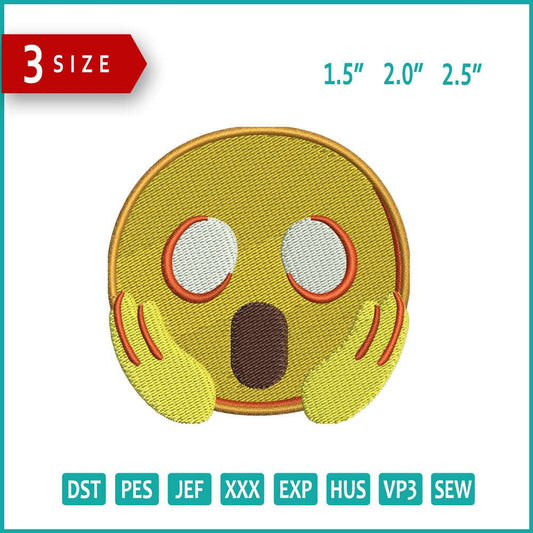 Face Screaming in Fear Emoji Embroidery Design Files - 3 Size's