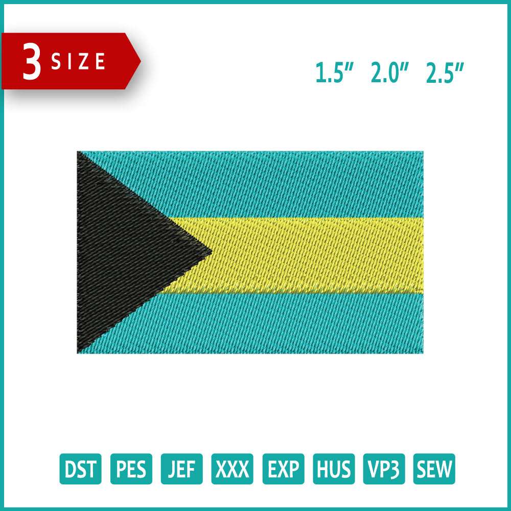 The Bahamas Flag Embroidery Design Files - 3 Size's