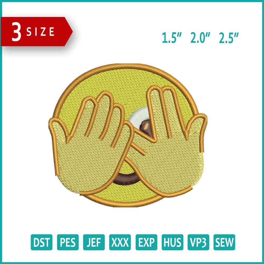 Face with Peeking Eye Emoji Embroidery Design Files - 3 Size's