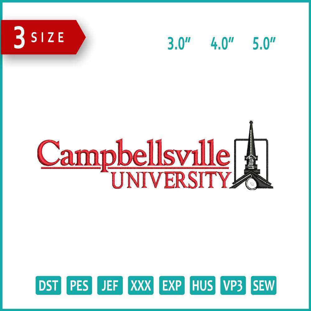 Campbellsville University Logo Embroidery Design Files - 3 Size's