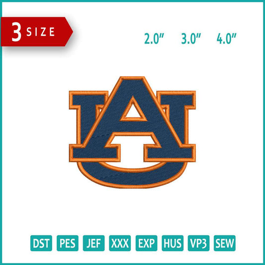 Auburn Tigers Football Logo Embroidery Design Files - 3 Size's