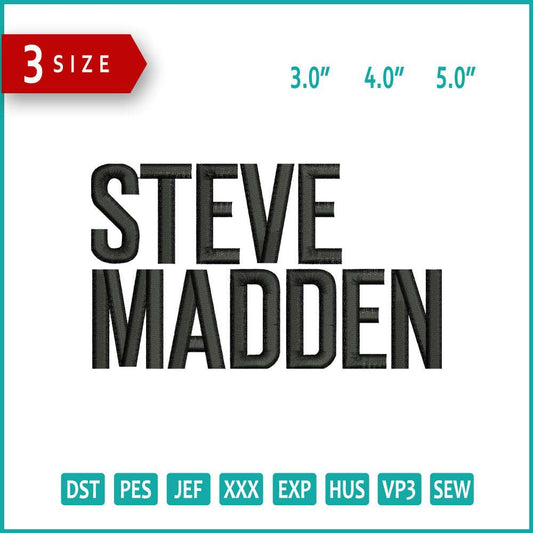 Steve Madden Logo Embroidery Design Files - 3 Size's