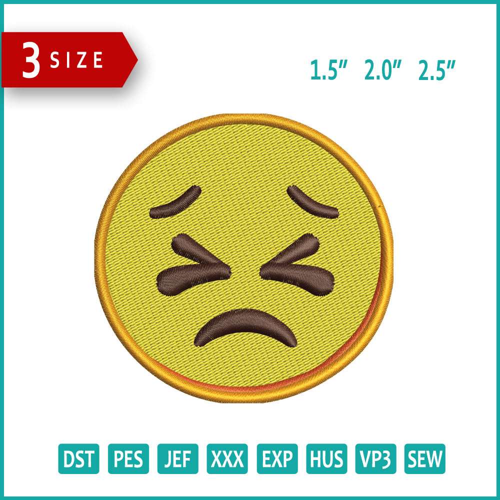 Persevering Face Emoji Embroidery Design Files - 3 Size's
