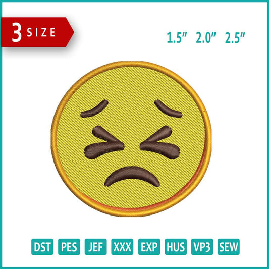 Persevering Face Emoji Embroidery Design Files - 3 Size's