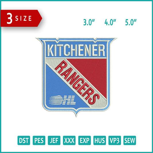 Kitchener Rangers HL Logo Embroidery Design Files - 3 Size's