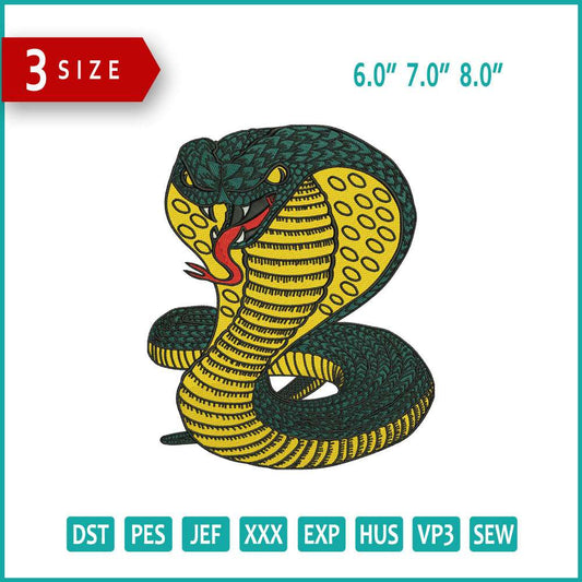 Cobra Snake v2 Embroidery Design Files - 3 Size's