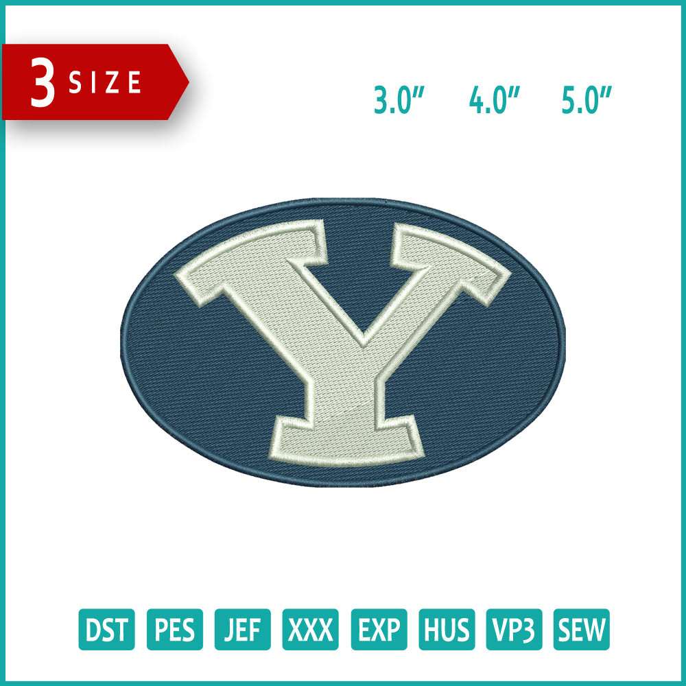 Byu Cougar v2 Logo Embroidery Design Files - 3 Size's
