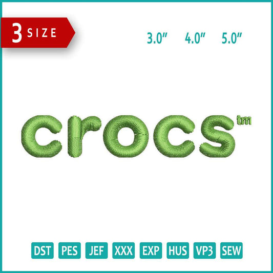 Crocs Logo Embroidery Design Files - 3 Size's