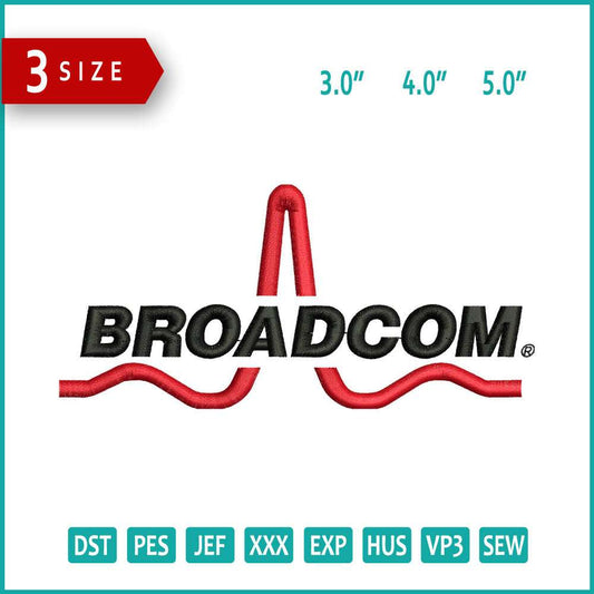Broadcom Logo v2 Embroidery Design Files - 3 Size's