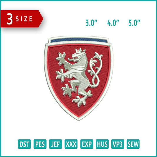 Czech Republic National Football Logo Embroidery Design Files - 3 Size's