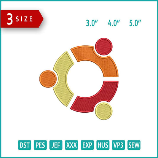 Linux Ubuntu Logo Embroidery Design Files - 3 Size's