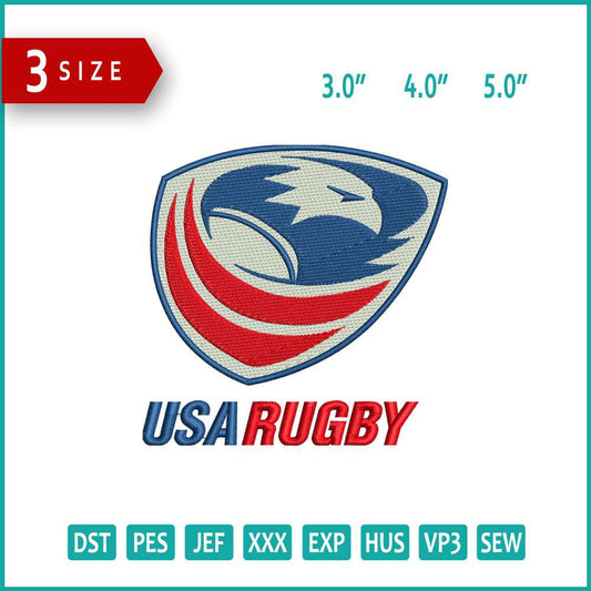 USA Rugby Logo Embroidery Design Files - 3 Size's
