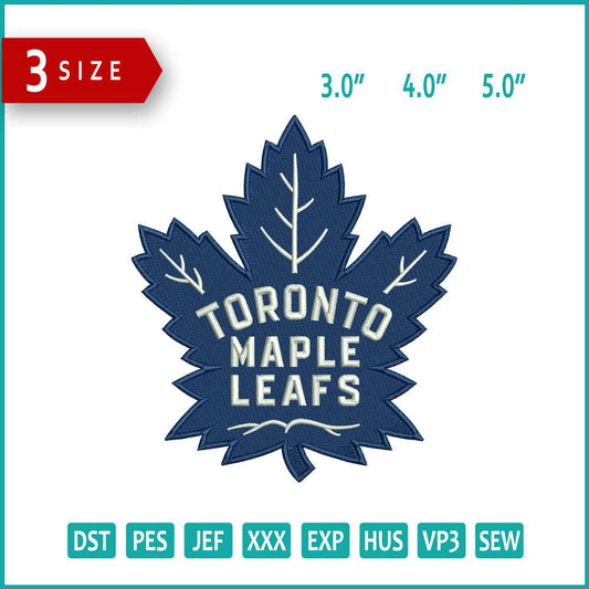 Toronto Maple Leafs Football Logo Embroidery Design Files - 3 Size's