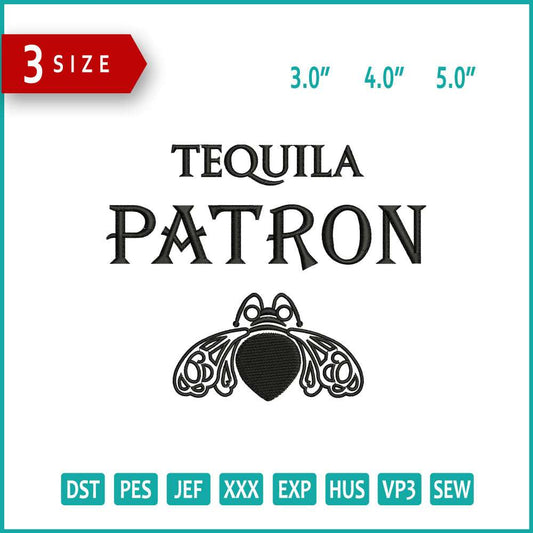 Tequila Patron Logo Embroidery Design Files - 3 Size's