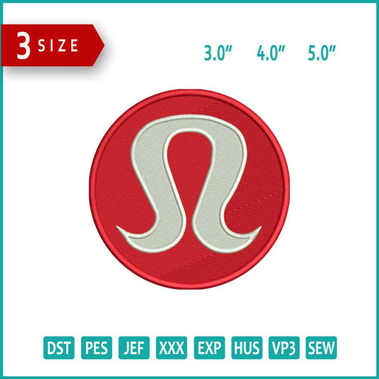 Lululemon Athletica v2 Logo Embroidery Design Files - 3 Size's