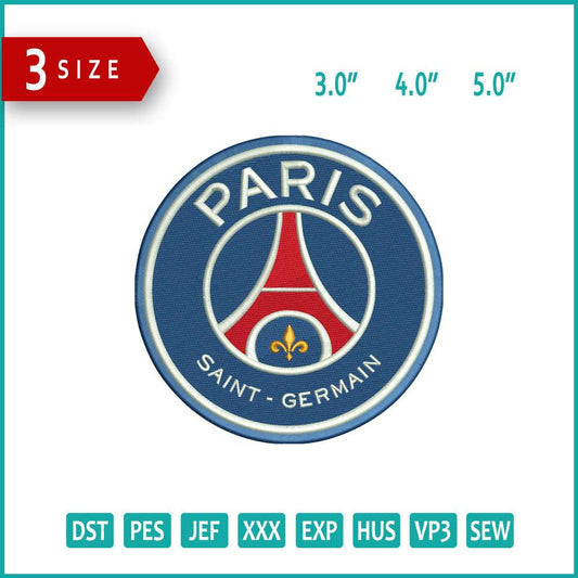 Paris Saint Germain Logo Embroidery Design Files - 3 Size's