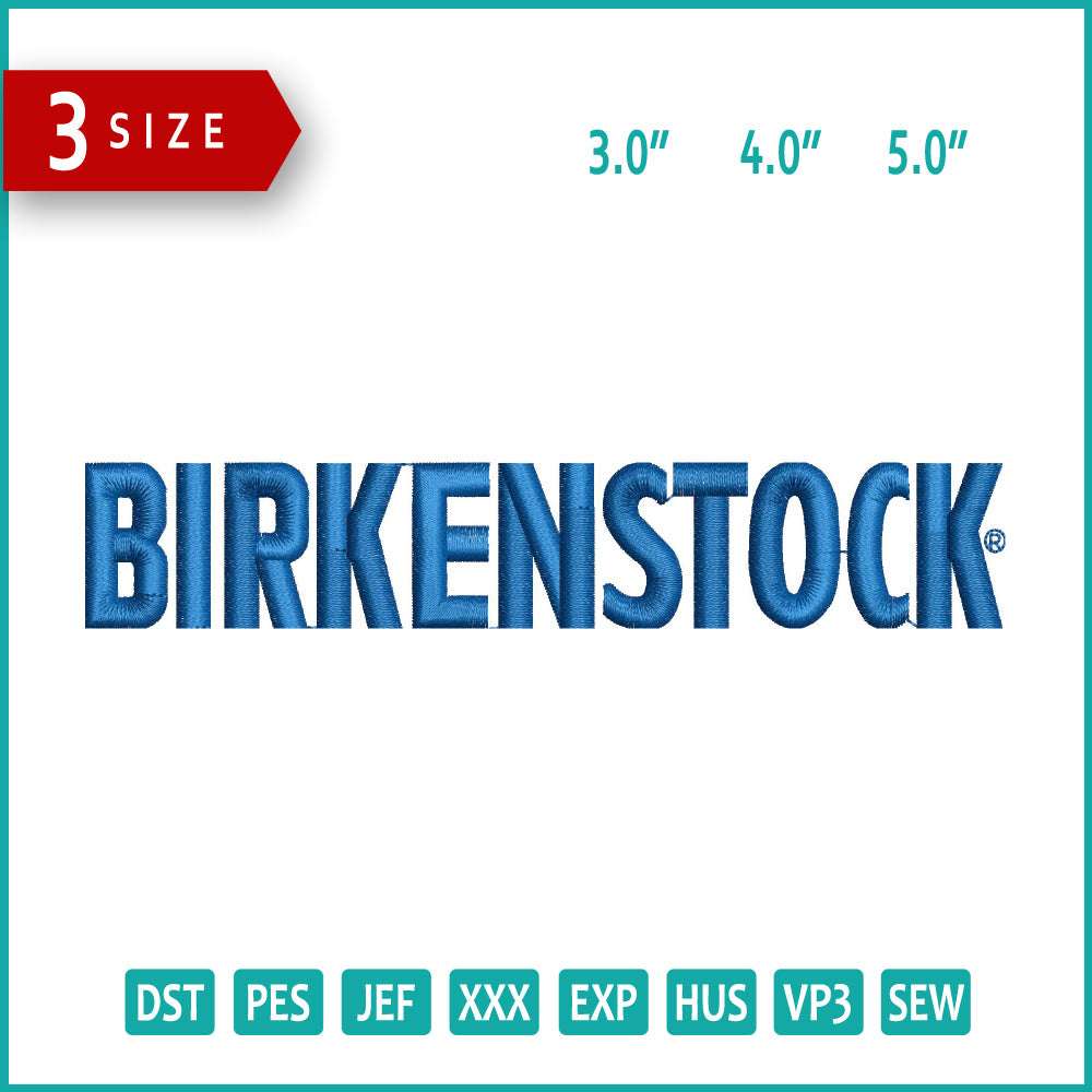 Birkenstock Logo Embroidery Design Files - 3 Size's