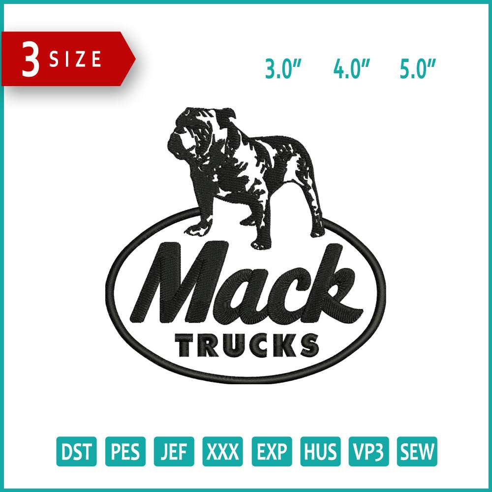 Mack Trucks Logo Embroidery Design Files - 3 Size's