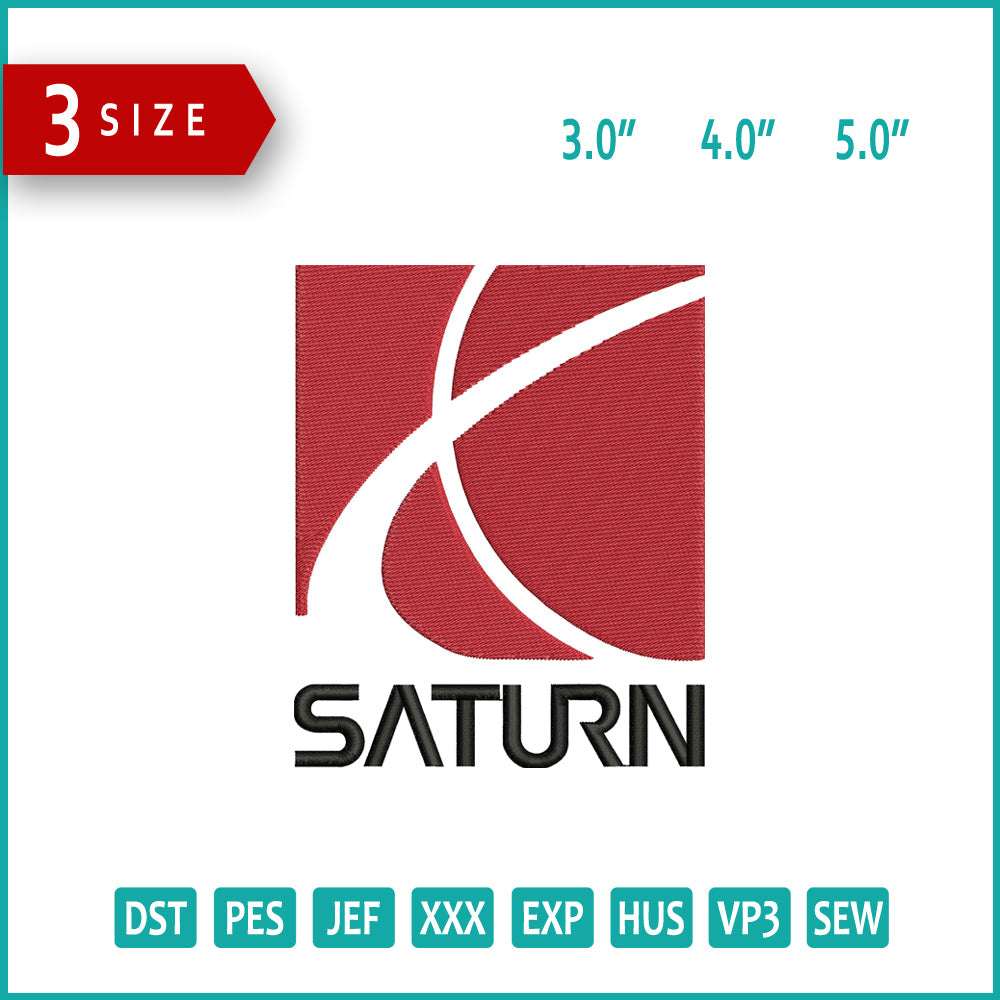 Saturn Logo Embroidery Design Files - 3 Size's