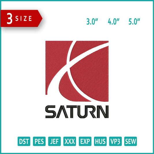 Saturn Logo Embroidery Design Files - 3 Size's