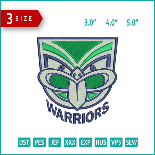 New Zealand Warriors Logo Embroidery Design Files - 3 Size's