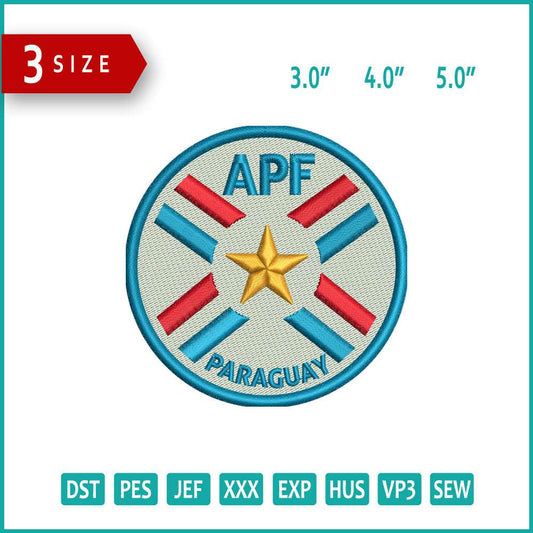 Paraguayan Football Logo Embroidery Design Files - 3 Size's
