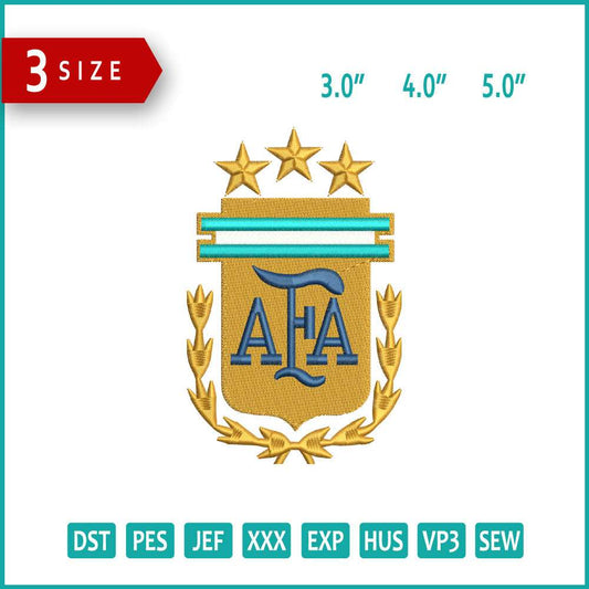 Argentina National Bootball Logo Embroidery Design Files - 3 Size's