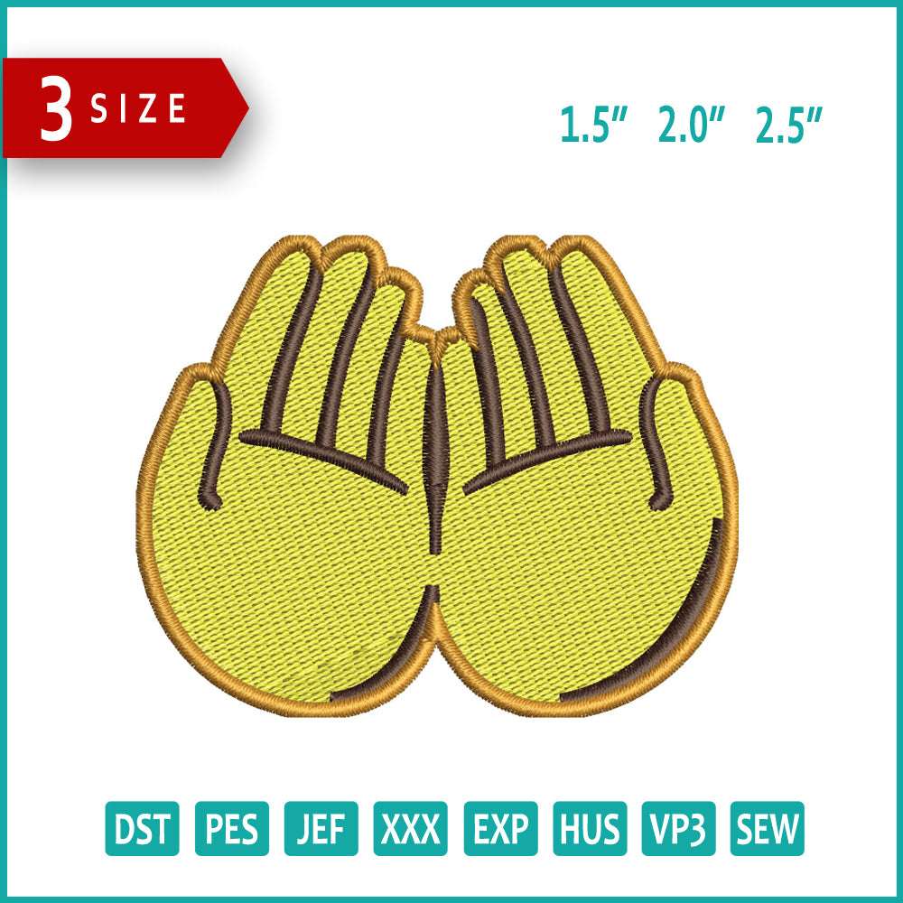 Praying Hands Palms up Together Emoji Embroidery Design Files - 3 Size's