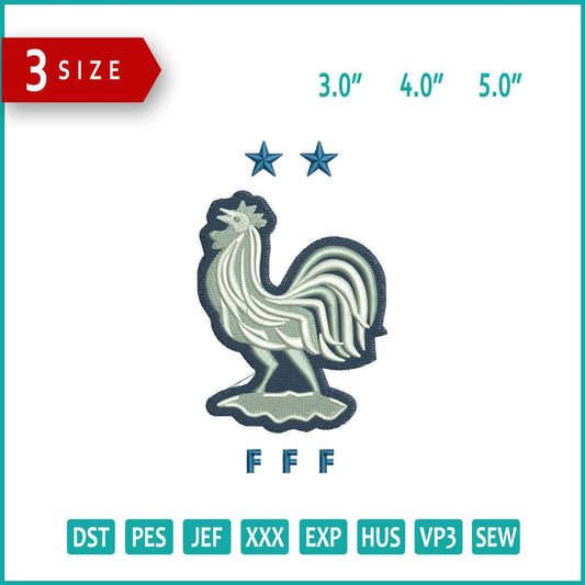 France National Football Logo Embroidery Design Files - 3 Size's